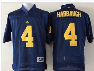 Michigan Wolverines #4 Jim Harbaugh Navy Blue Stitched NCAA Jersey