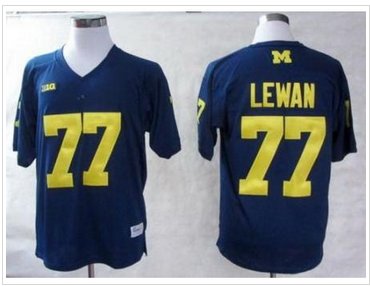 Michigan Wolverines 77 Taylor Lewan Blue Big Ten Patch College Football NCAA Jerseys