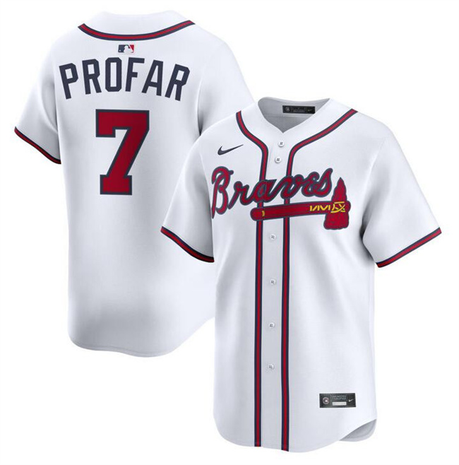 Men's Atlanta Braves #7 Jurickson Profar White 2025 Home Limited Stitched Baseball Jersey Men's Atlanta Braves #7 Jurickson Profar White 2025 Home Limited Stitched Baseball Jersey