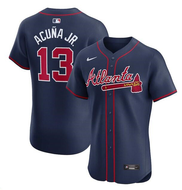 Men's Atlanta Braves #13 Ronald Acu?a Jr. Navy Alternate Elite Stitched Baseball Jersey Men's Atlanta Braves #13 Ronald Acu?a Jr. Navy Alternate Elite Stitched Baseball Jersey
