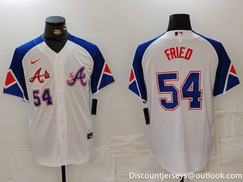 MLB Braves 54 Max Fried White City Connect Nike Cool Base Men Jersey 5 MLB Braves 54 Max Fried White City Connect Nike Cool Base Men Jersey 5