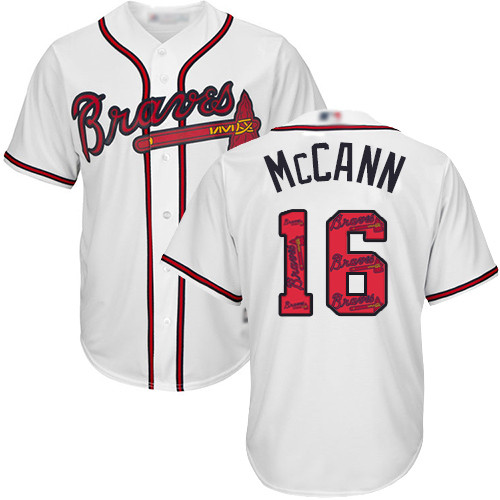 Braves #16 Brian McCann White Team Logo Fashion Stitched Baseball Jersey Braves #16 Brian McCann White Team Logo Fashion Stitched Baseball Jersey