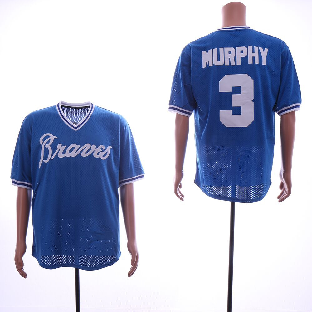 Braves #3 Dale Murphy Blue Mesh Throwback Jersey
