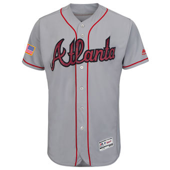 Atlanta Braves Majestic Fashion Stars & Stripes FlexBase Jersey - Gray