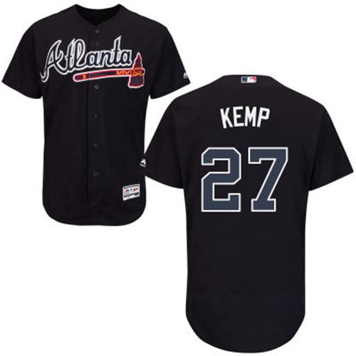 Braves #27 Matt Kemp Navy Blue Flexbase Authentic Collection Stitched MLB Jersey Braves #27 Matt Kemp Navy Blue Flexbase Authentic Collection Stitched MLB Jersey
