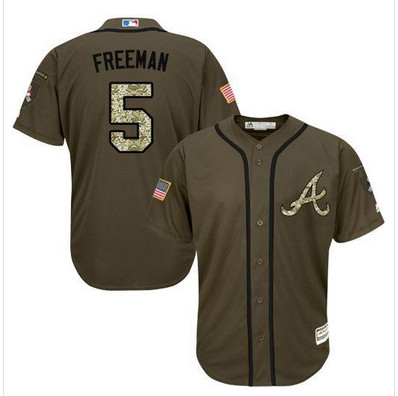 Braves #5 Freddie Freeman Green Salute to Service Stitched MLB Jersey