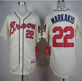 Atlanta Braves #22 Nick Markakis Cream Alternate Cool Base Stitched Baseball Jersey Atlanta Braves #22 Nick Markakis Cream Alternate Cool Base Stitched Baseball Jersey