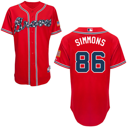 Atlanta Braves #86 Simmons Gonzalez Red Authentic Personalized Alternate Jersey