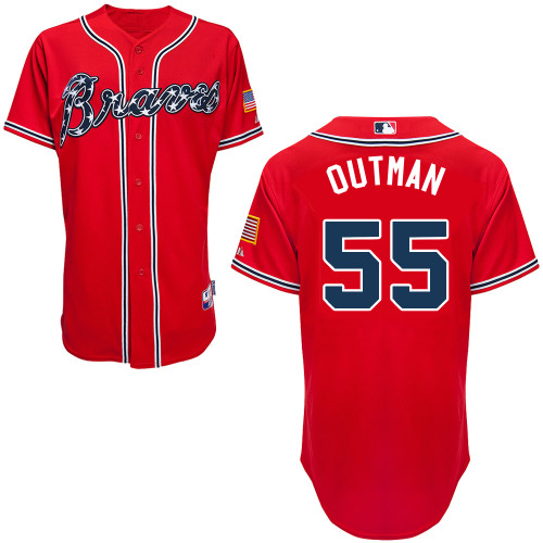 Atlanta Braves #55 Outman Gonzalez Red Authentic Personalized Alternate Jersey