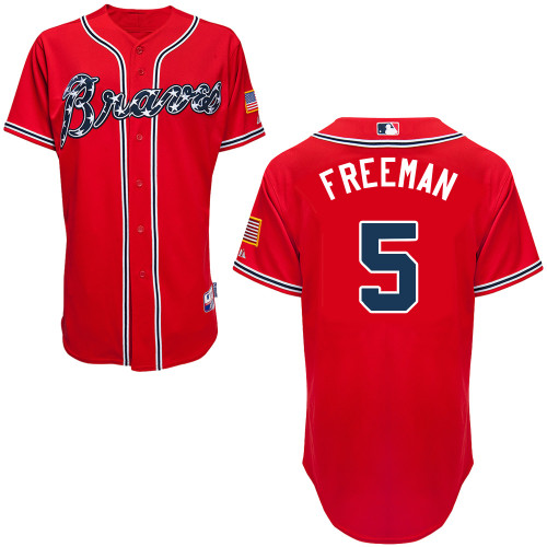 Atlanta Braves #5 Freeman Gonzalez Red Authentic Personalized Alternate Jersey