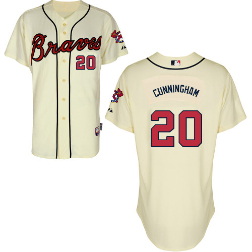 Atlanta Braves #20 Cunningham Beige Authentic Personalized Alternate Jersey