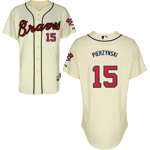 Atlanta Braves #15 Pierzynski Beige Authentic Personalized Alternate Jersey