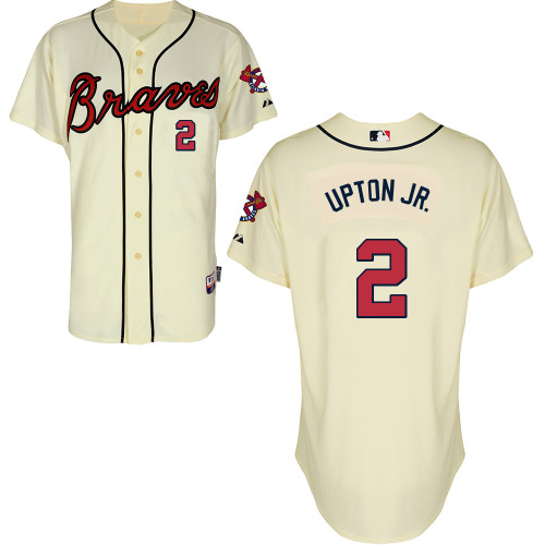 Atlanta Braves #2 Upton Jr. Beige Authentic Personalized Alternate Jersey