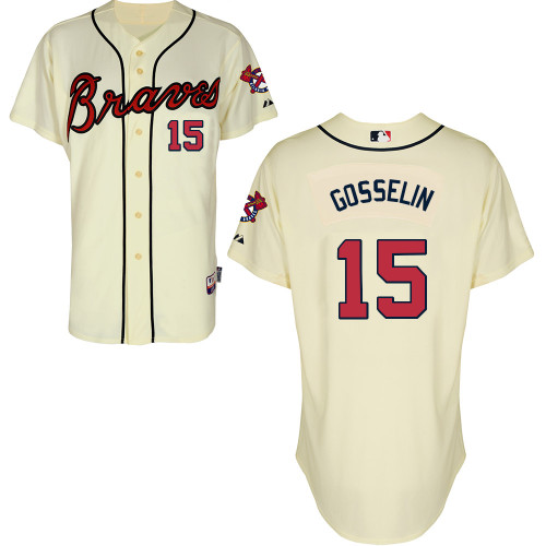Atlanta Braves #15 Gosselin Beige Authentic Personalized Alternate Jersey