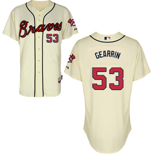 Atlanta Braves #53 Gearrin Beige Authentic Personalized Alternate Jersey