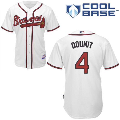 Atlanta Braves #4 Doumit White Authentic Personalized Home Jersey