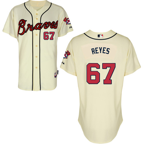 Atlanta Braves #67 Reyes Beige Authentic Personalized Alternate Jersey