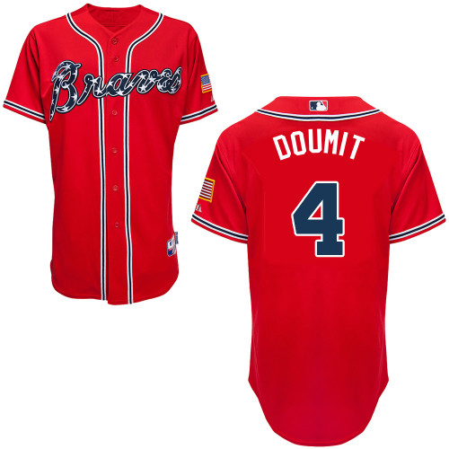 Atlanta Braves #4 Doumit Red Authentic Personalized Alternate Jersey