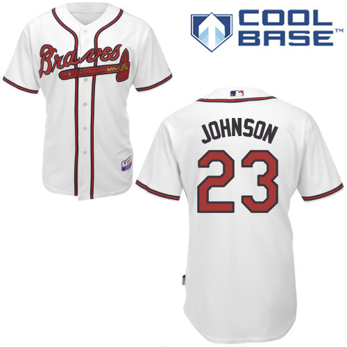 Atlanta Braves #23 Johnson White Authentic Personalized Home Jersey