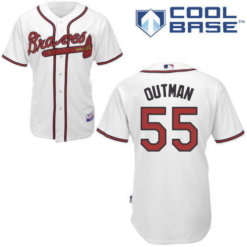 Atlanta Braves #55 Outman White Authentic Personalized Home Jersey