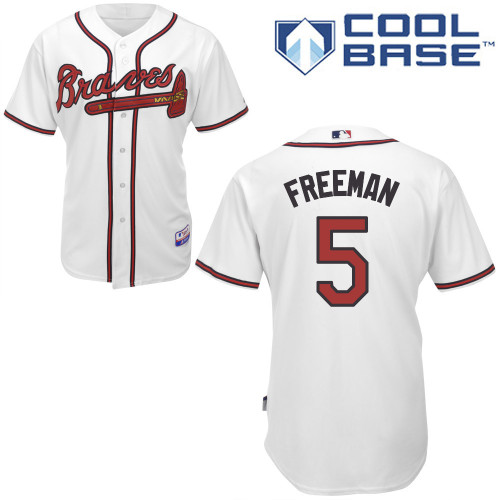 Atlanta Braves #5 Freeman White Authentic Personalized Home Jersey
