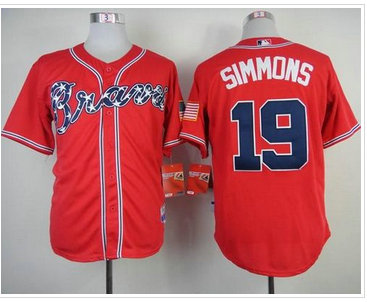 Atlanta Braves #19 Andrelton Simmons Red Cool Base Stitched Baseball Jersey