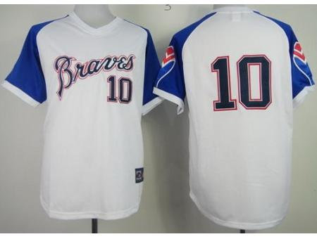 Atlanta Braves 10 Chipper Jones White 1974 Throwback MLB Jerseys