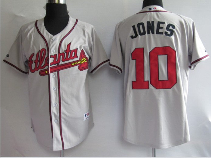MLB Jerseys Atlanta Braves 10# Jones grey