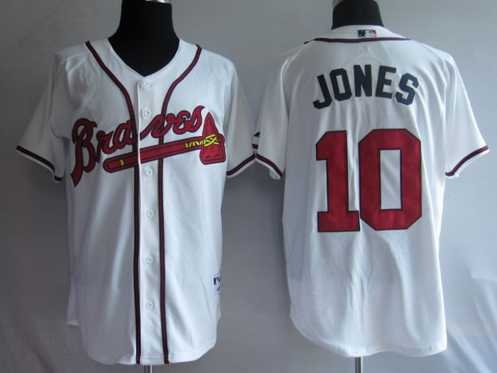 MLB Jerseys Atlanta Braves 10# Jones white