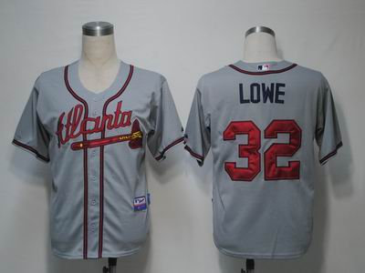MLB Jerseys Atlanta Braves 32 Lowe Grey Cool Base