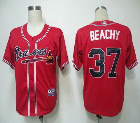 MLB Jerseys Atlanta Braves 37 Beachy Red Cool Base