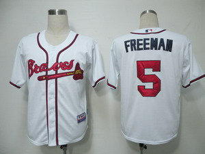 Atlanta Braves 5 Freeman white Cool Base Jerseys