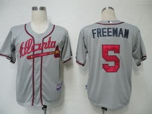 MLB Jerseys Atlanta Braves 5 Freeman Grey Cool Base