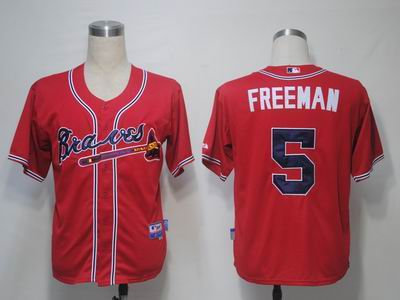 MLB Jerseys Atlanta Braves 5 Freeman Red Cool Base