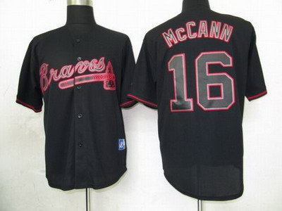 Atlanta Braves #16 Brian McCann black jerseys
