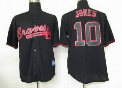 Atlanta Braves 10# Chipper Jones black Jersey