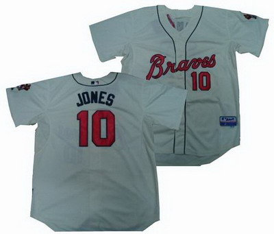Atlanta Braves 10# Chipper Jones cream Jersey