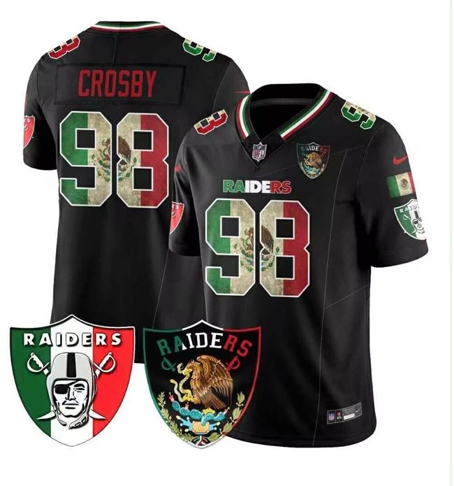 Men's Las Vegas Raiders #98 Maxx Crosby Black F.U.S.E. Mexico With Patch Vapor Stitched Football Jersey