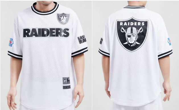 Custom MEN'S NFL Las Vegas Raiders LOGO CLASSIC MESH BUTTON UP SHIRT White