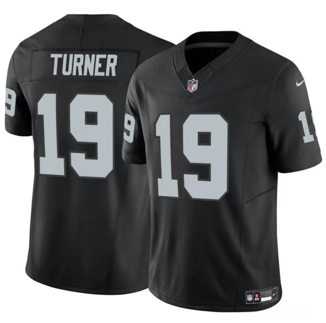 Men's Las Vegas Raiders #19 DJ Turner Black 2024 F.U.S.E Vapor Stitched Football Jersey Men's Las Vegas Raiders #19 DJ Turner Black 2024 F.U.S.E Vapor Stitched Football Jersey