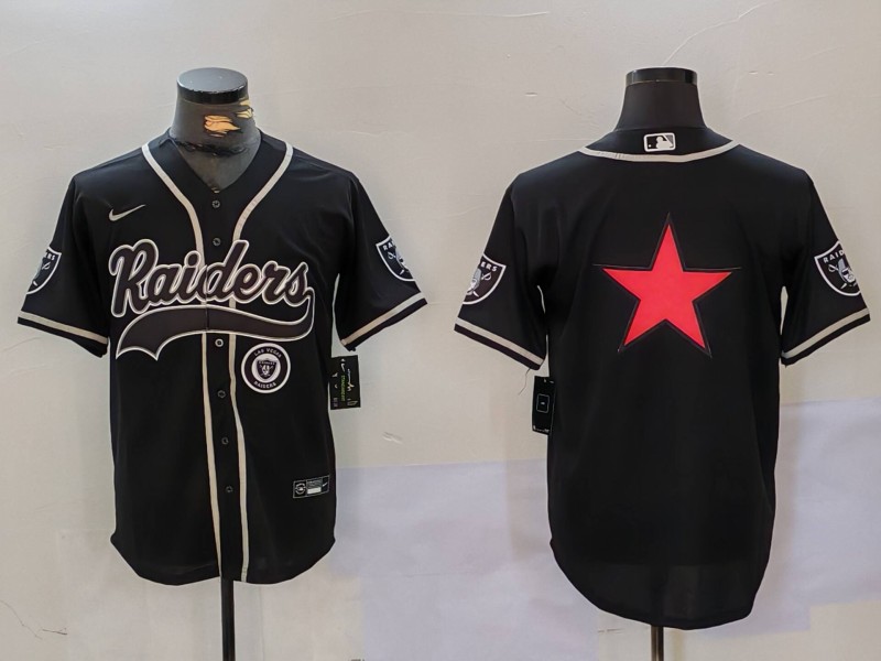 Men's Las Vegas Raiders Black Team Big Logo With Patch Cool Base Stitched Baseball Jersey 8 Men's Las Vegas Raiders Black Team Big Logo With Patch Cool Base Stitched Baseball Jersey 8