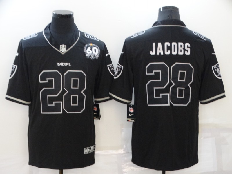 Men's Las Vegas Raiders #28 Josh Jacobs Black Shadow Vapor Limited Stitched Jersey Men's Las Vegas Raiders #28 Josh Jacobs Black Shadow Vapor Limited Stitched Jersey
