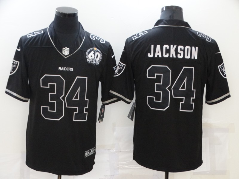 Men's Las Vegas Raiders #34 Bo Jackson Black Shadow Vapor Limited Stitched Jersey Men's Las Vegas Raiders #34 Bo Jackson Black Shadow Vapor Limited Stitched Jersey