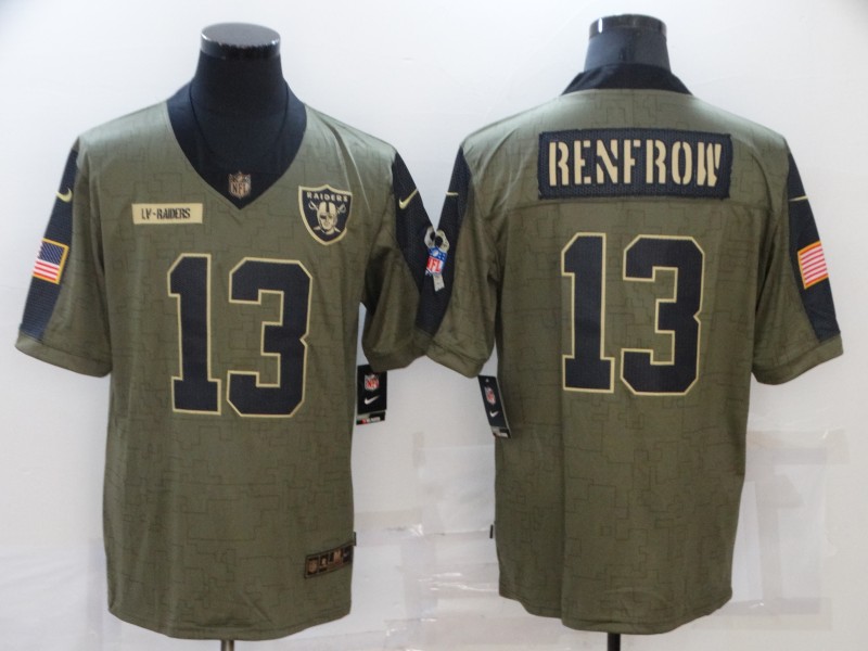 Men's Las Vegas Raiders #13 Hunter Renfrow 2021 Olive Salute To Service Limited Stitched Jersey Men's Las Vegas Raiders #13 Hunter Renfrow 2021 Olive Salute To Service Limited Stitched Jersey