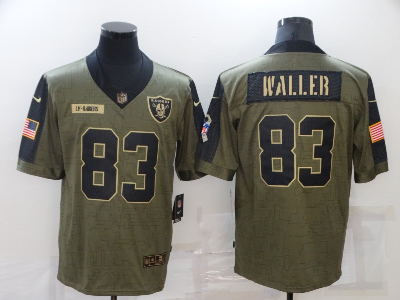 Men's Las Vegas Raiders #83 Darren Waller 2021 Olive Salute To Service Limited Stitched Jersey Men's Las Vegas Raiders #83 Darren Waller 2021 Olive Salute To Service Limited Stitched Jersey