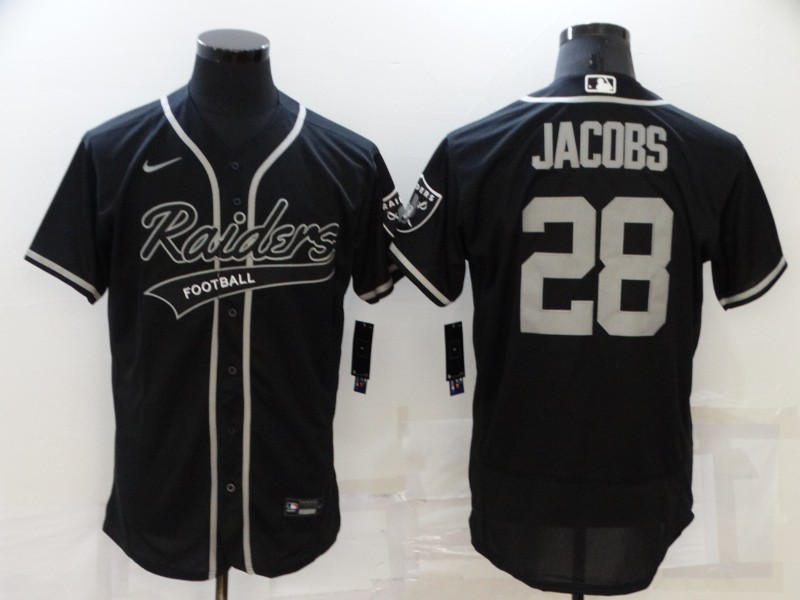 Men's Las Vegas Raiders #28 Josh Jacobs Black Flex Base Stitched Jersey Men's Las Vegas Raiders #28 Josh Jacobs Black Flex Base Stitched Jersey