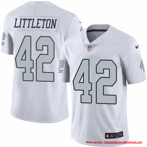Nike Raiders #42 Cory Littleton White Men's Stitched NFL Limited Rush Jersey