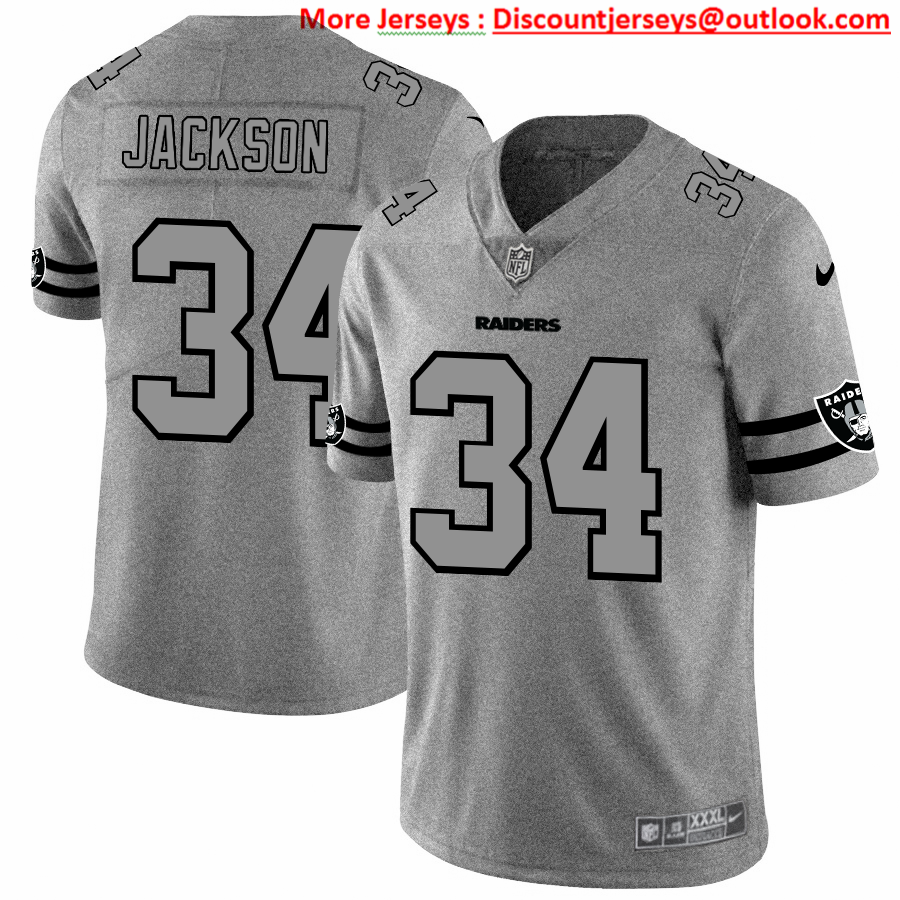 Las Vegas Raiders #34 Bo Jackson Men's Nike Gray Gridiron II Vapor Untouchable Limited NFL Jersey Las Vegas Raiders #34 Bo Jackson Men's Nike Gray Gridiron II Vapor Untouchable Limited NFL Jersey