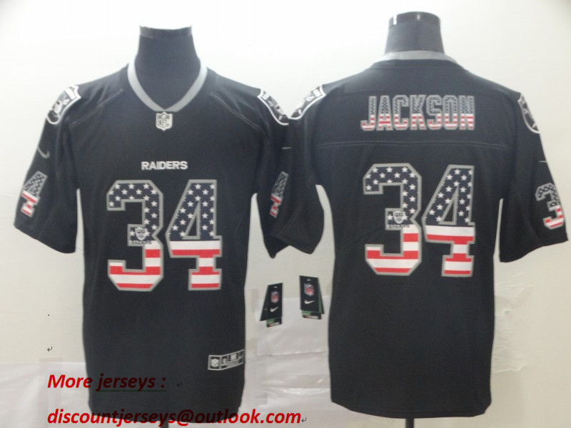 Nike Raiders 34 Bo Jackson Black USA Flag Fashion Limited Jersey Nike Raiders 34 Bo Jackson Black USA Flag Fashion Limited Jersey