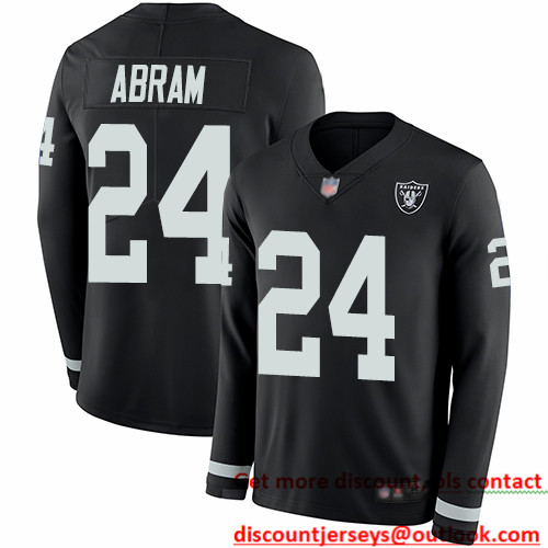 Raiders #24 Johnathan Abram Black Team Color Men's Stitched Football Limited Therma Long Sleeve Jersey
